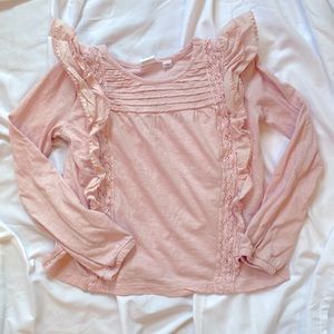 Pink Gap Kids Ruffle Shoulder Shirt Size Small